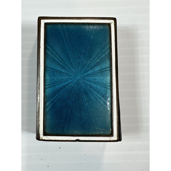 Vintage German Art Deco Blue White Enamel Match Box Holder 1930's Star Burst - Picture 2 of 11